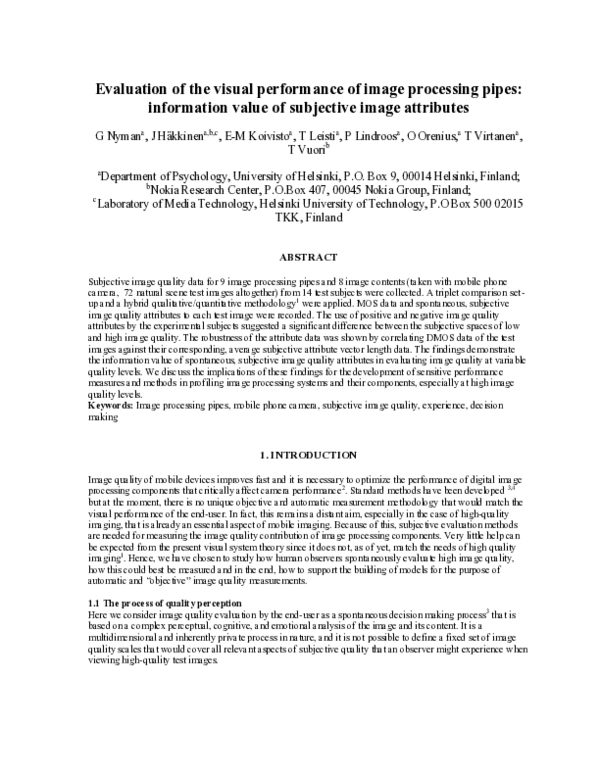 (PDF) Evaluation of the visual performance of image processing pipes ...