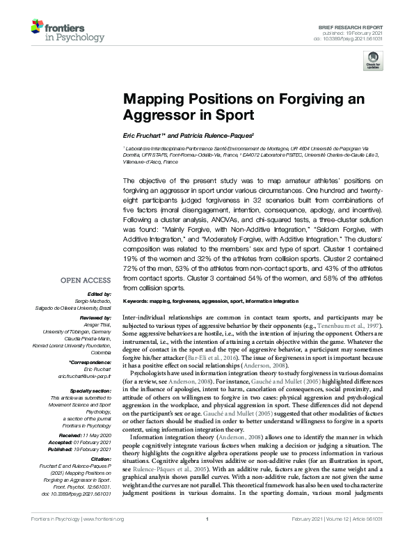 (PDF) Mapping Positions on Forgiving an Aggressor in Sport