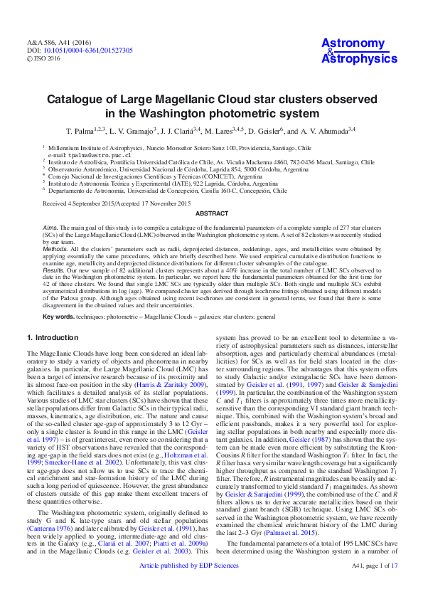 (PDF) Catalogue of Large Magellanic Cloud star clusters observed in the ...