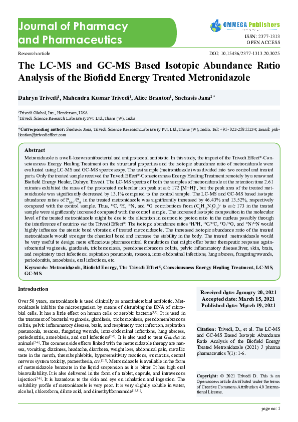 (PDF) The LC-MS and GC-MS Based Isotopic Abundance Ratio Analysis of ...