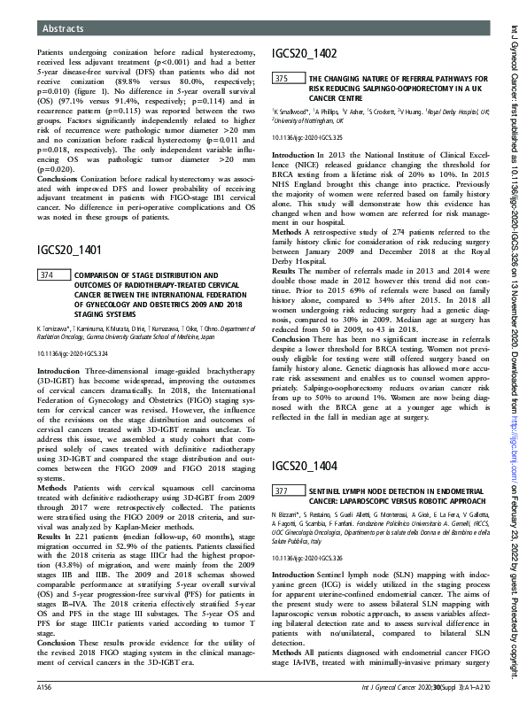 (PDF) 377 Sentinel lymph node detection in endometrial cancer ...