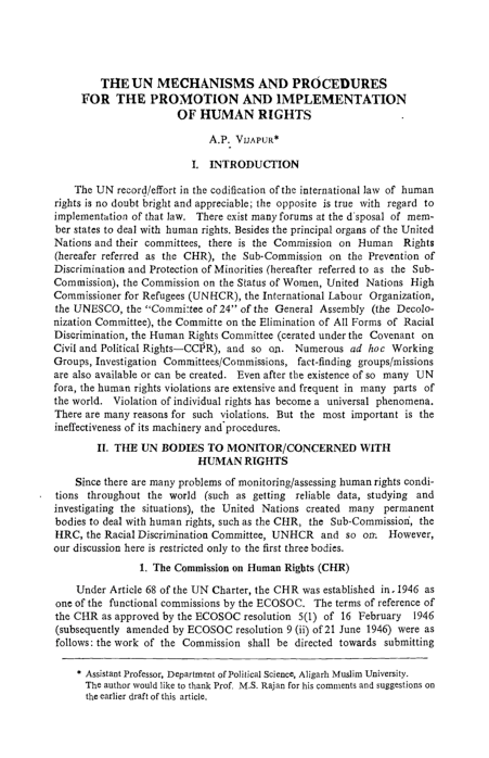 (PDF) THE UN MECHANISMS AND PROCEDURES FOR THE PROMOTION AND ...