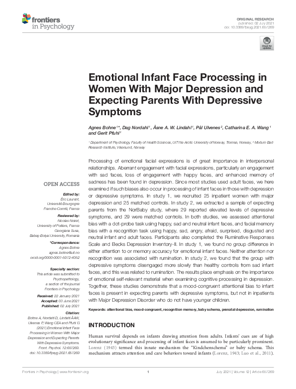 (PDF) Emotional Infant Face Processing in Women With Major Depression ...