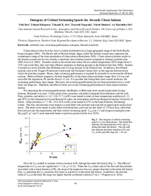 (PDF) Ontogeny of Critical Swimming Speeds for Juvenile Chum Salmon