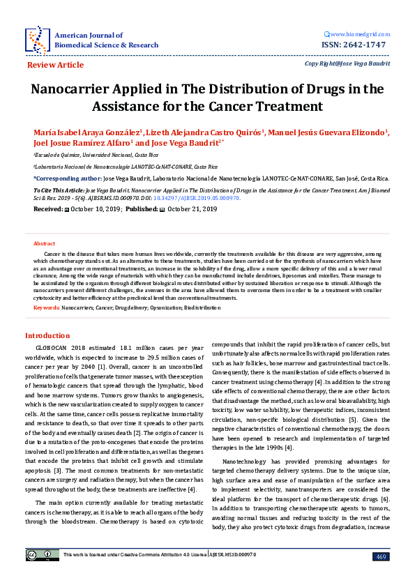 (PDF) Nanocarrier Applied in The Distribution of Drugs in the ...