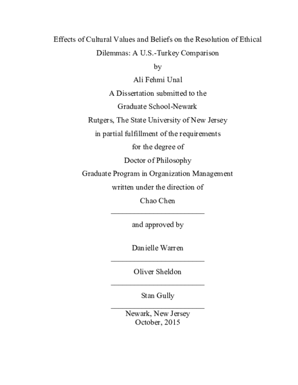 (PDF) Effects of cultural values and beliefs on the resolution of ...