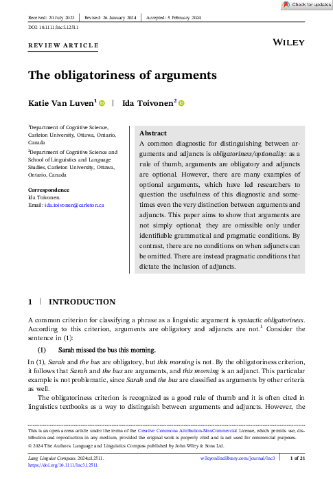 (PDF) The obligatoriness of arguments