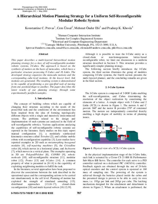 (PDF) A hierarchical motion planning strategy for a uniform self ...