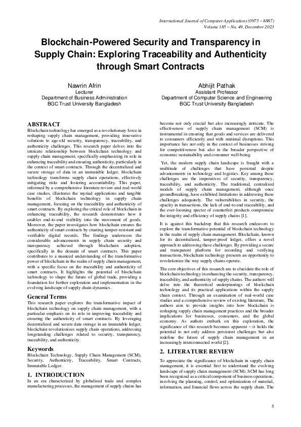 (PDF) Blockchain-Powered Security and Transparency in Supply Chain ...
