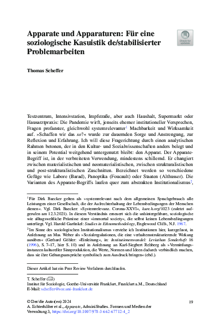 (PDF) Apparate und Apparaturen: Für eine soziologische Kasuistik de ...