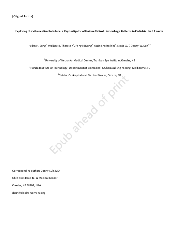 Exploring the Vitreoretinal Interface: A Key Instigator of Unique Retinal Hemorrhage Patterns in Pediatric Head Trauma