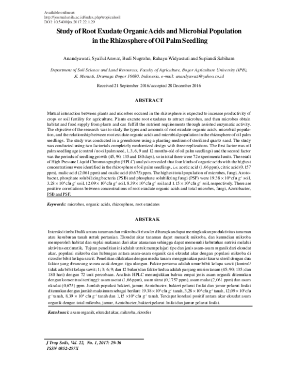 (PDF) Study of Root Exudate Organic Acids and Microbial Population in ...