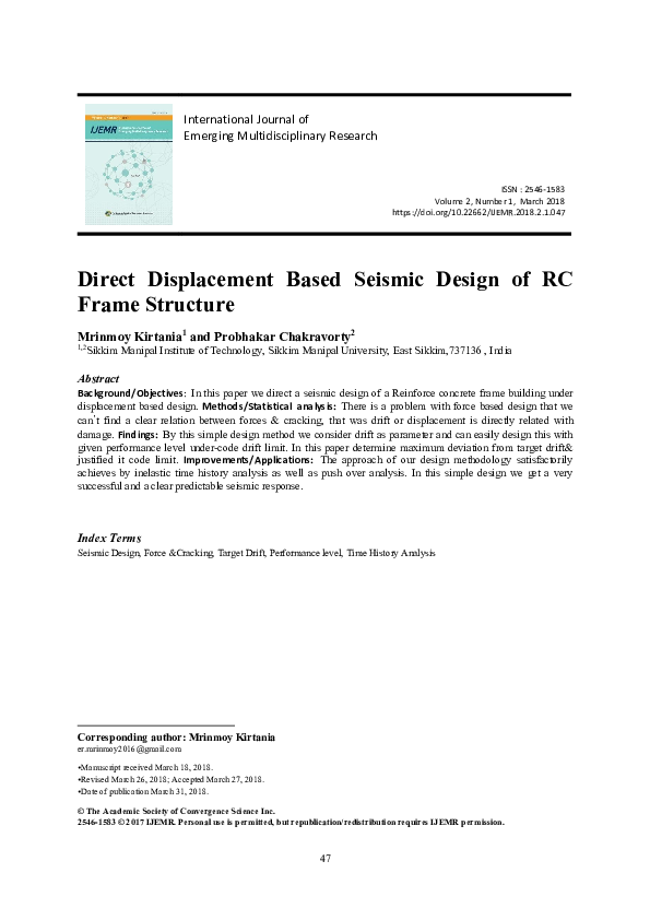 (PDF) Direct Displacement Based Seismic Design of RC Frame Structure