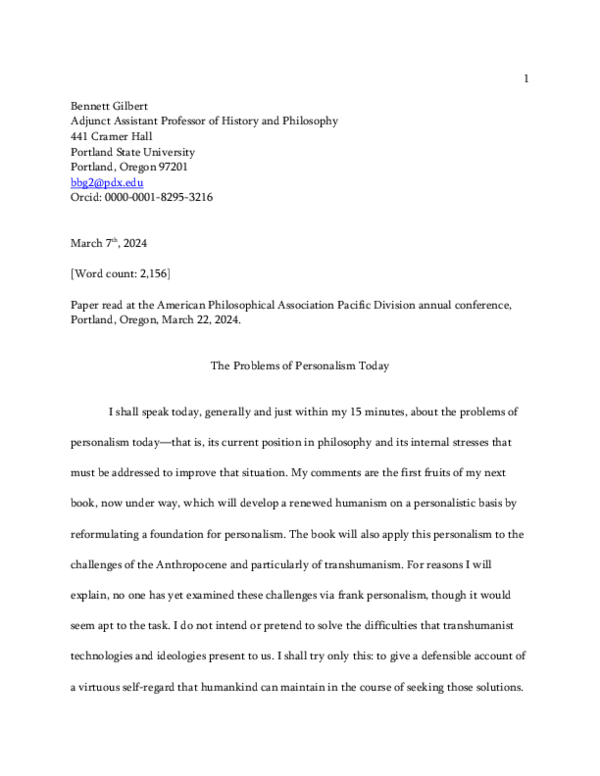 (PDF) Problems of Personalism