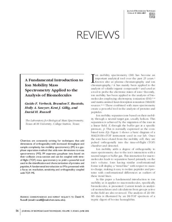 (PDF) A fundamental introduction to ion mobility mass spectrometry ...