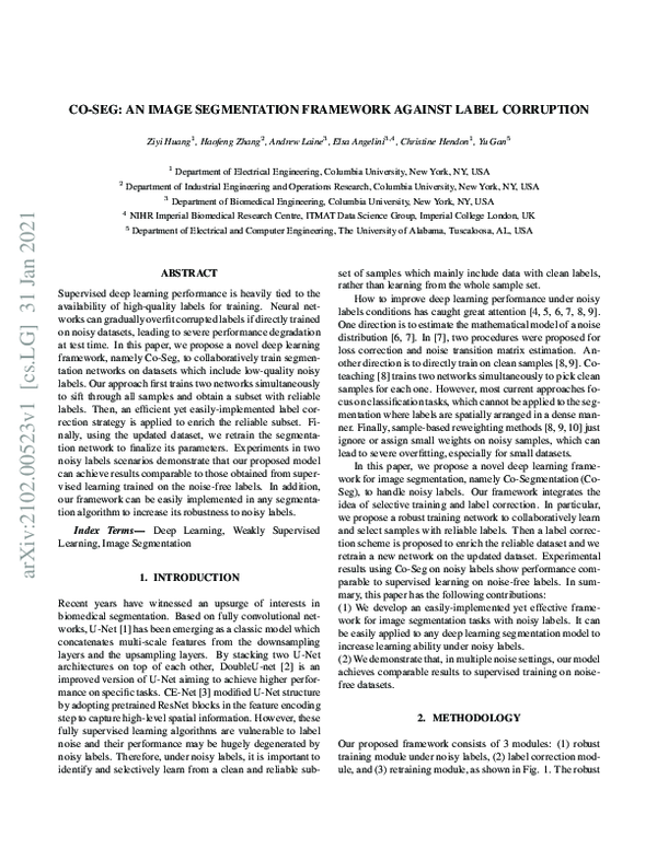 (PDF) Co-Seg: An Image Segmentation Framework Against Label Corruption