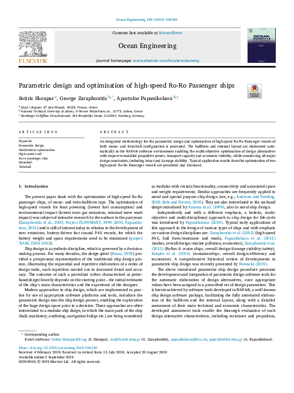 (PDF) Parametric design and optimisation of high-speed Ro-Ro Passenger ...
