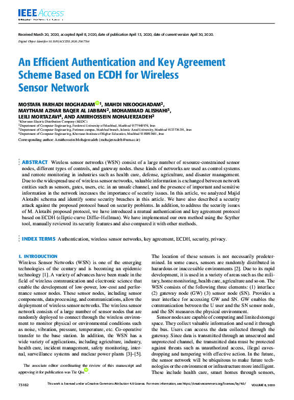 (PDF) An Efficient Authentication and Key Agreement Scheme Based on ...