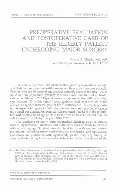 (PDF) Preoperative Evaluation and Postoperative Care of the Elderly ...