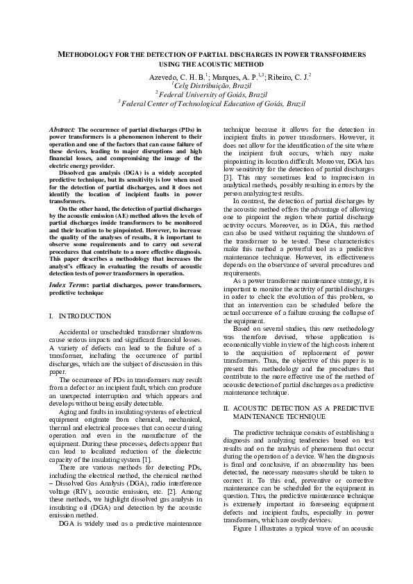 (PDF) Methodology for the detection of partial discharges in power ...