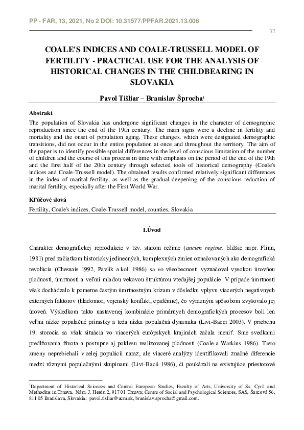 (PDF) Coale's Indices and Coale-Trussell Model of Fertility - Practical ...