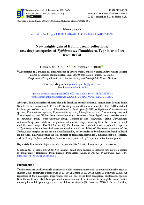 (PDF) New insights gained from museum collections: new deep-sea species ...