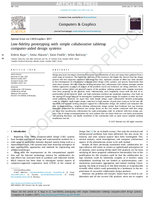 (PDF) Low-fidelity prototyping with simple collaborative tabletop ...