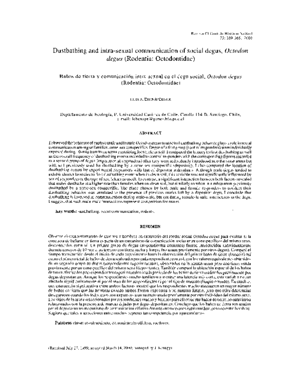 (PDF) Dustbathing and intra-sexual communication of social degus, Octodon