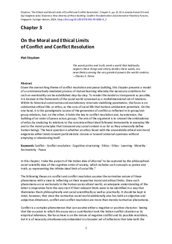 (PDF) On the Moral and Ethical Limits of Conflict and Conflict Resolution