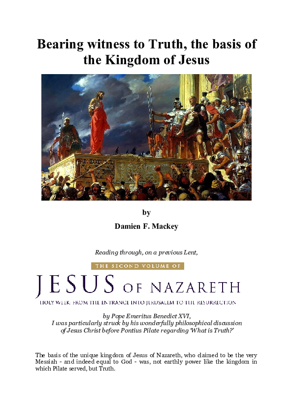 (DOC) Bearing witness to Truth, the basis of the Kingdom of Jesus