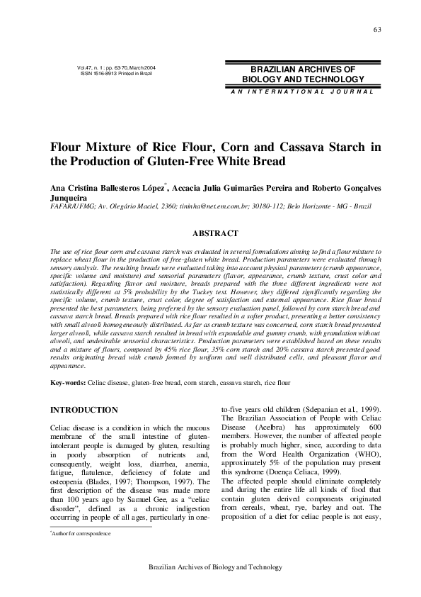(PDF) Flour mixture of rice flour, corn and cassava starch in the ...