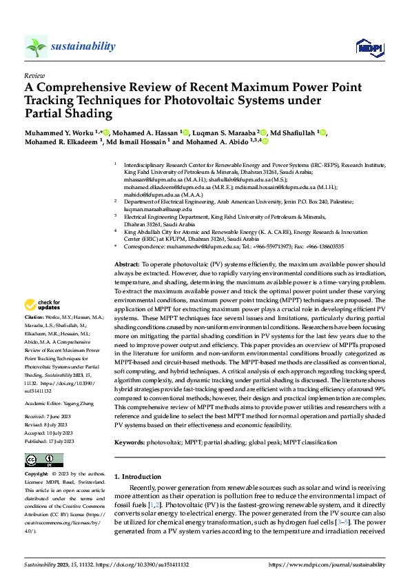 (PDF) A Comprehensive Review of Recent Maximum Power Point Tracking ...