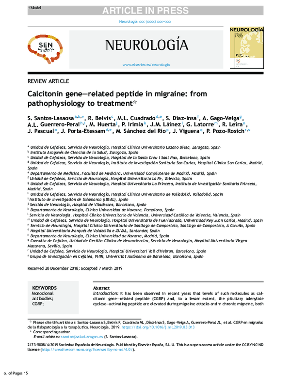 (PDF) Calcitonin gene–related peptide in migraine: from pathophysiology ...