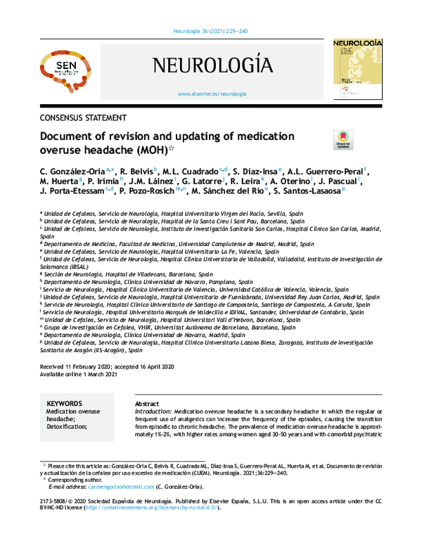 (PDF) Document of revision and updating of medication overuse headache ...