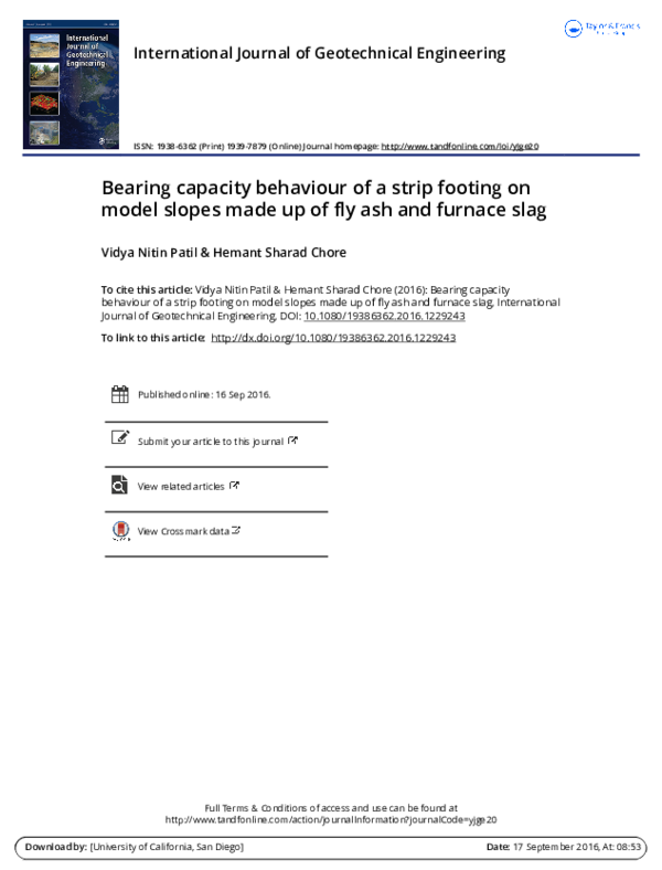 (PDF) Bearing capacity behaviour of a strip footing on model slopes ...