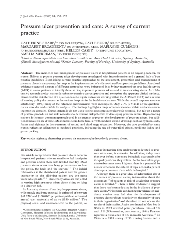 (PDF) Pressure ulcer prevention and care: A survey of current practice