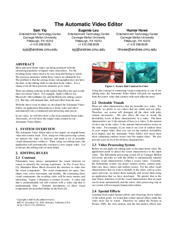 (PDF) The automatic video editor