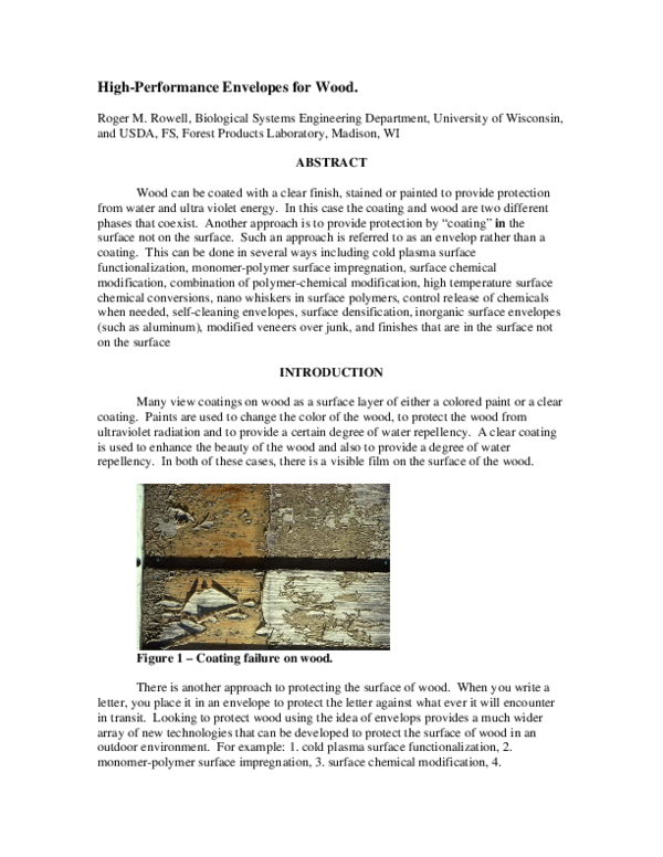 (PDF) High-performance envelopes for wood