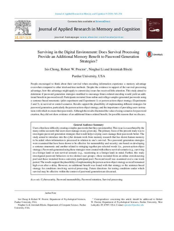 (PDF) Surviving in the Digital Environment: Does Survival Processing ...