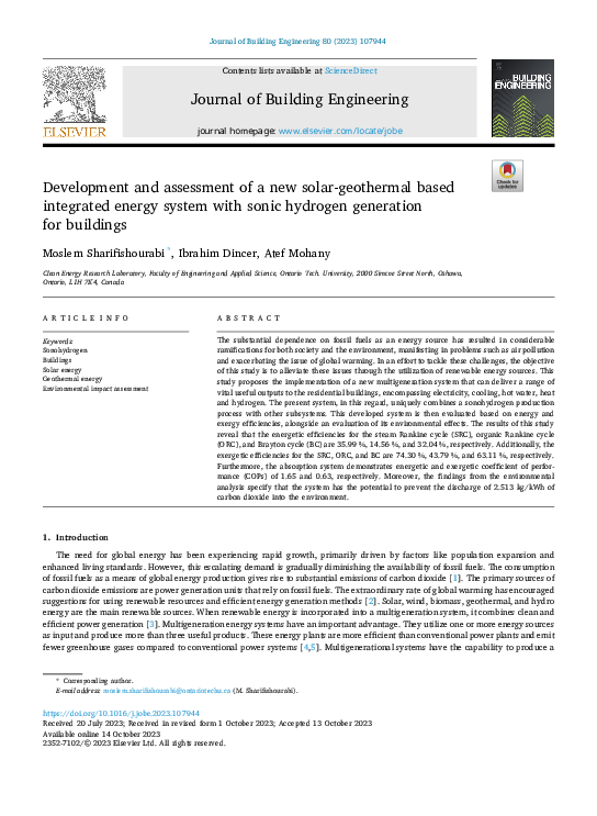 (PDF) Development and assessment of a new solar-geothermal based ...