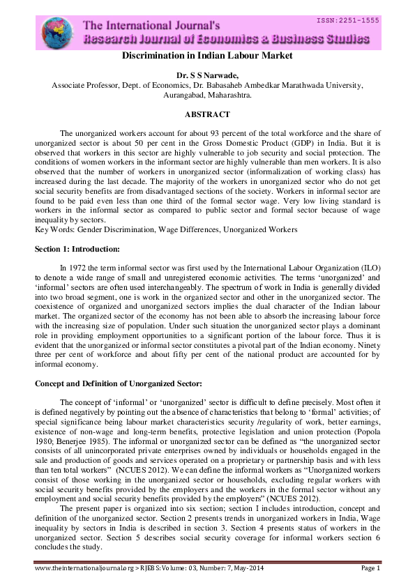(PDF) Discrimination in Indian Labour Market