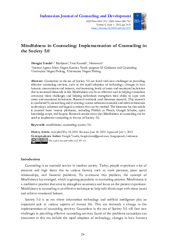(PDF) Mindfulness in Counseling: Implementation of Counseling in the ...
