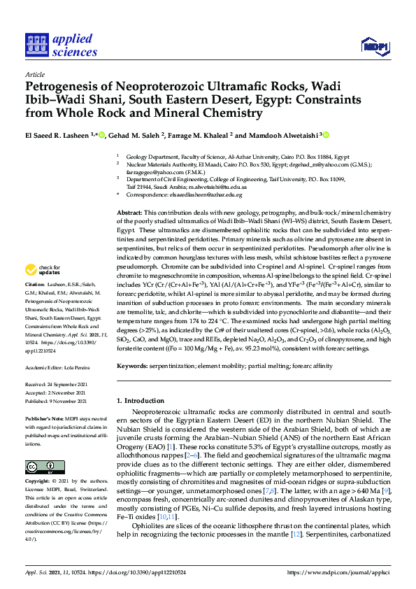 (PDF) Petrogenesis of Neoproterozoic Ultramafic Rocks, Wadi Ibib–Wadi ...