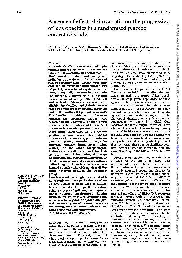 (PDF) Absence of effect of simvastatin on the progression of lens ...