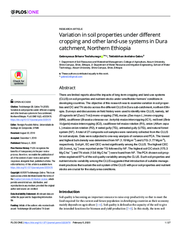 (PDF) Variation in soil properties under different cropping and other ...