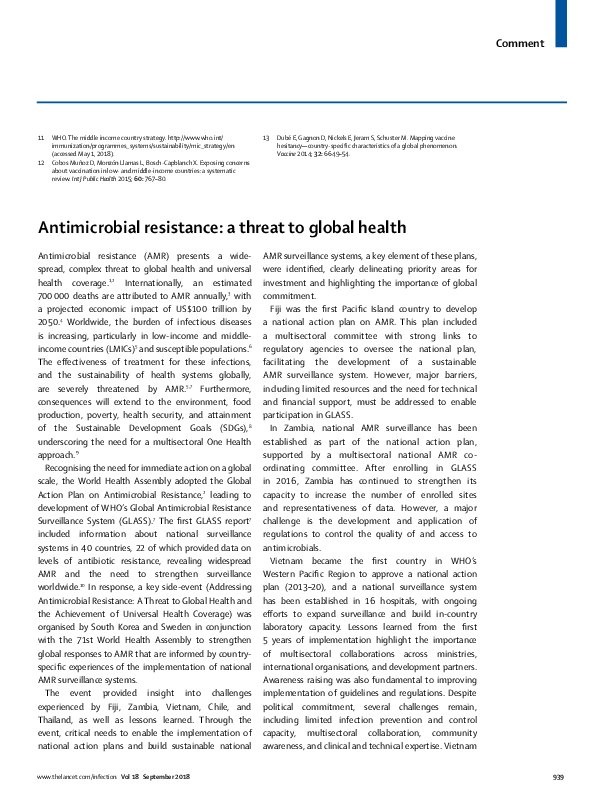 (PDF) Antimicrobial resistance: a threat to global health