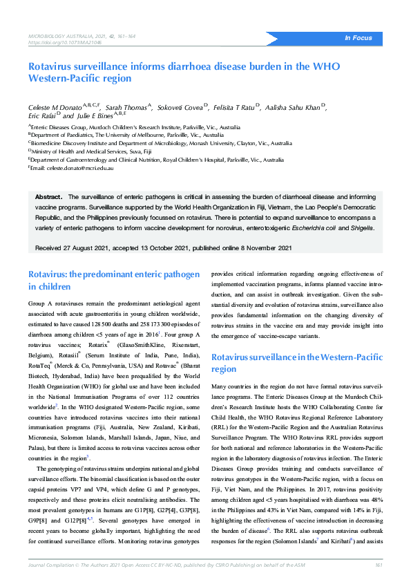 (PDF) Rotavirus surveillance informs diarrhoea disease burden in the ...