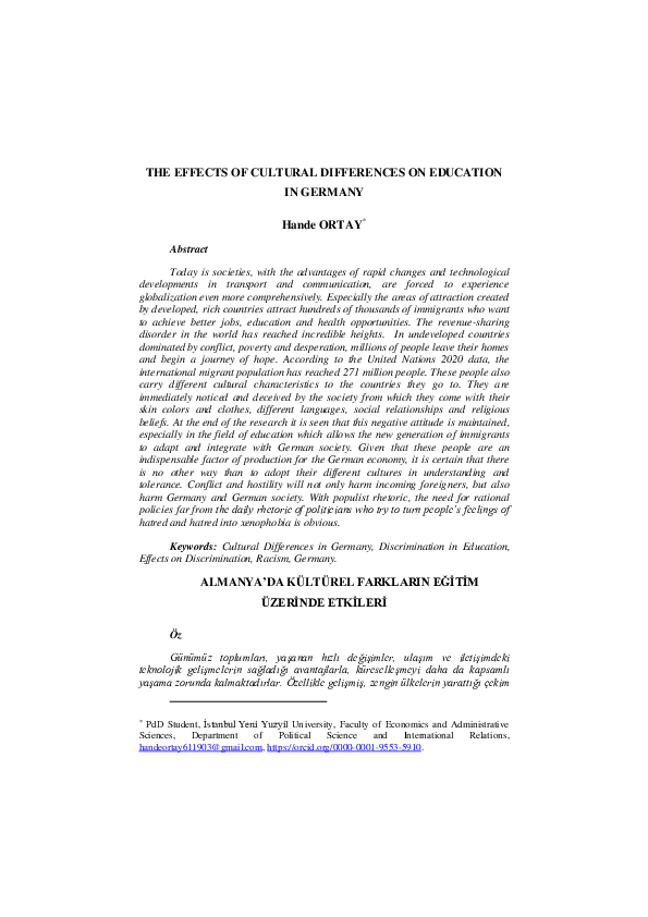 (PDF) THE EFFECTS OF CULTURAL DIFFERENCES ON EDUCATION IN GERMANY