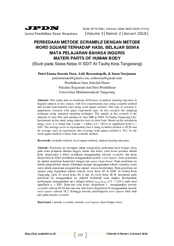 (PDF) Perbedaan Metode Scramble Dengan Metode Word Square Terhadap ...