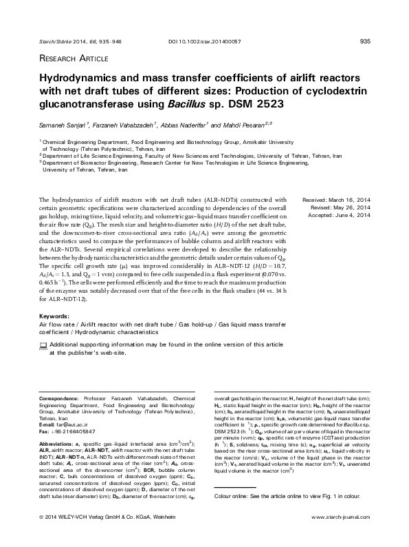 (PDF) Hydrodynamics and mass transfer coefficients of airlift reactors ...